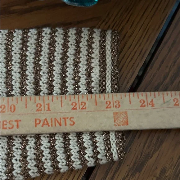 Gold Metallic & Cream Stripped Open Sweater Cardigan Duster - Picture 8 of 10